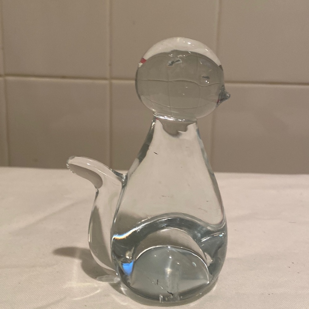 💙 Clear art glass cat sculpture figurine
